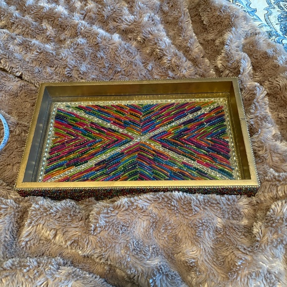 Other - Colorful Beaded Decorative Tray—ships separately-heavy!